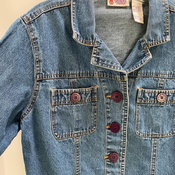 Vintage Bill Blass Jeans Jacket classic 100% cotton blue denim ladies size L - Picture 2 of 8